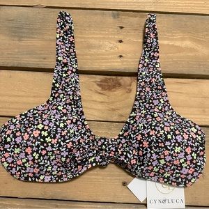 NWT Floral Swim Bikini Top Size L